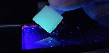 Das Pflaster wird im 3D-Drucker passgenau hergestellt und durch grünes Licht aktiviert. © Leonard Siebert, Christian-Albrechts-Universität zu Kiel